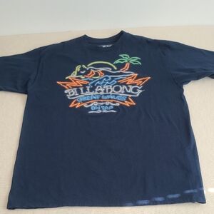Billabong Mens Dark Blue Tee with Neon Graphic SZ 2Xl